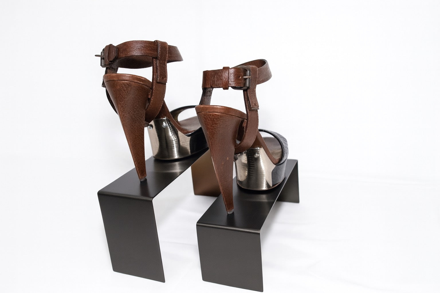 Lanvin Brown Exotic leather Metal Platform Heel
