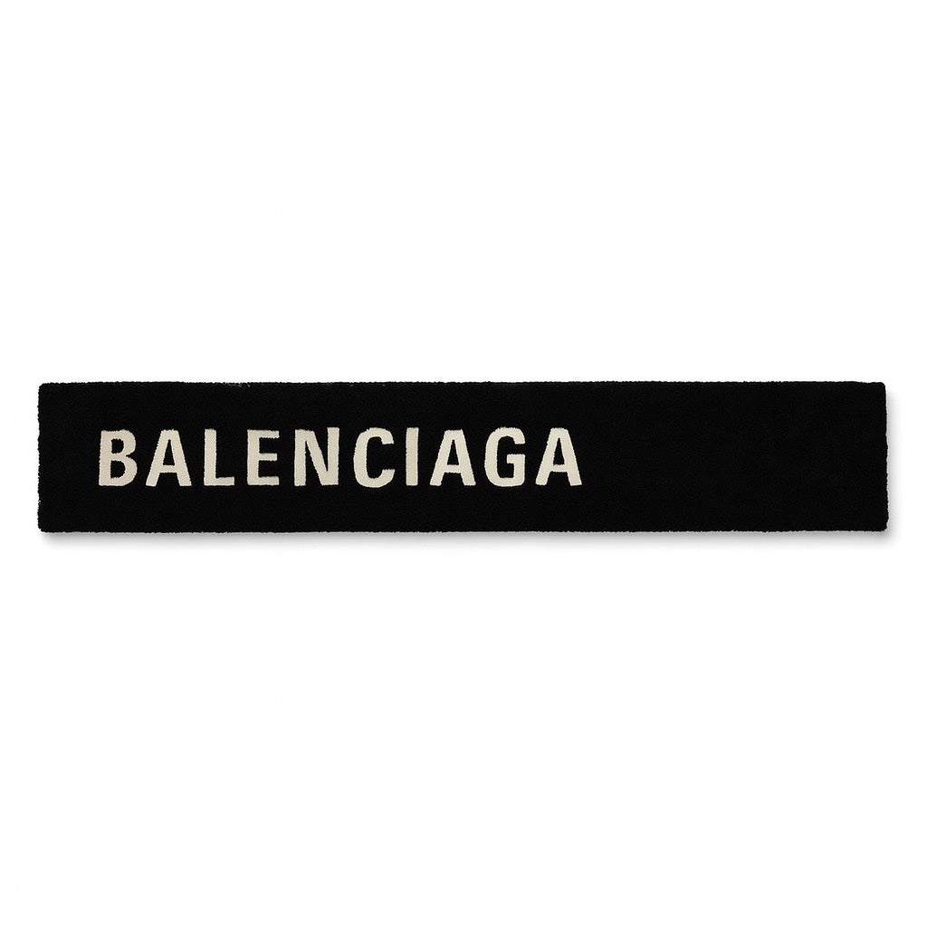 Balenciaga Black and White Shearling Scarf/ Shawl