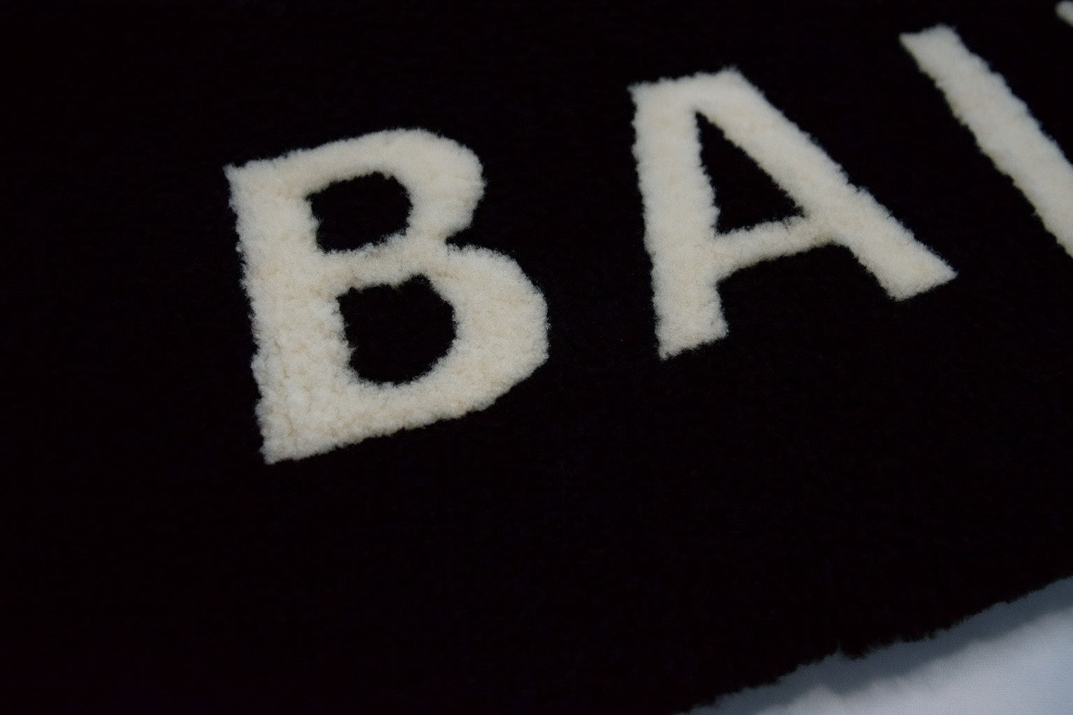 Balenciaga Black and White Shearling Scarf/ Shawl
