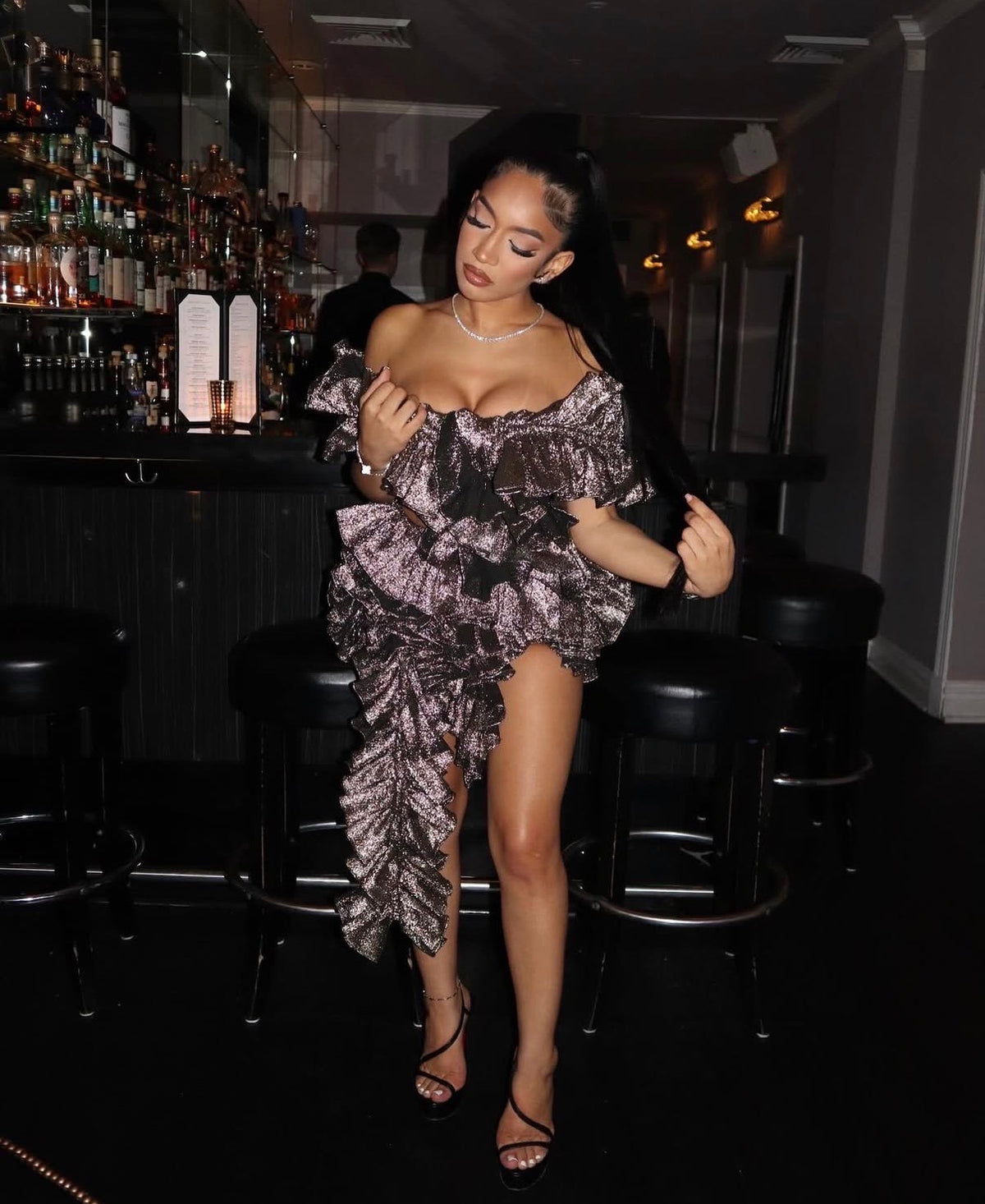 AKNVAS Champagne Gold Statement Dress